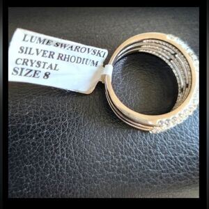 Rhodium Silver Crystal Ring